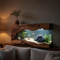 Solid Wood Aquarium Stand Wall Mounted Frame Living Room Office, view 5