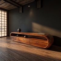 Capsule-Shaped TV Console for a Quiet Media Room, view 5