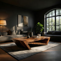 Foldline Coffee Table, Angular Solid Wood Sculpture, view 5