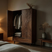 Solid Wood Wardrobe With Carved Door Bedroom, view 5