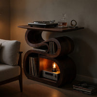 Solid Wood Record Player Stand Mid Century Console Vinyl Collection Area, view 5