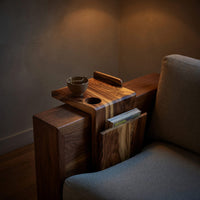 Solid Wood Sofa Arm Table Handcrafted Live Edge Armrest, view 5