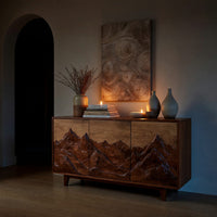 Solid Wood Sideboard With Mountain Relief Home, view 5
