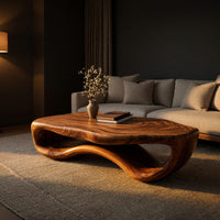 Freeform Loop Coffee Table with a Sculpted Wave Body, view 5