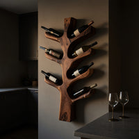 Solid Wood Wine Rack Sculptural Tree Branch Holder Kitchen, view 5