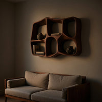Solid Wood Wall Mounted Shelf Sculptural Living Room, view 5