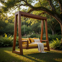 Solid Wood Porch Swing Outdoor Bench Garden Patio Relaxation, view 5