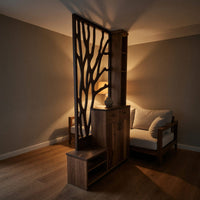 Solid Wood Room Divider Tree Pattern Cabinet Living, view 5