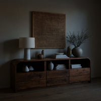 Solid Wood Sideboard Natural With Open Shelf Home, view 5