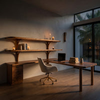 Modern L Shaped Desk With Open Bookshelves For Home Study, view 5