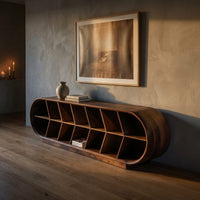 Mid Century Curved Tv Stand For Luxury Suite Interior, view 5