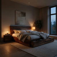 Solid Wood Bed Frame Built Drawers Bedroom, view 5