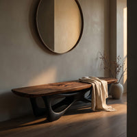 Curved Wooden Statement Bench For Modern Apartment, view 5
