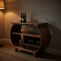 Solid Wood Bar Cabinet With Glass Holder Kitchen Island, view 5