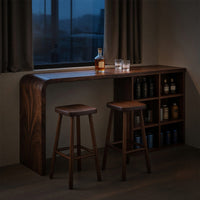 Solid Wood Bar Table With Storage Kitchen Home Mini, view 5
