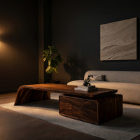 Hand-Curved Waterfall Coffee Table with Drawer Box, view 5