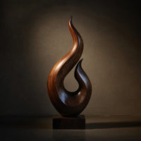Solid Wood Sculpture Wall Art Handcrafted Abstract Statue Home, view 5