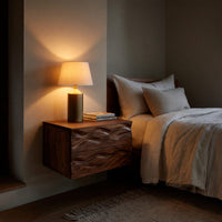 Solid Wood Nightstand Minimalist Wall Mounted Small Bedroom, view 5