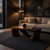 Hand-Shaped Ribbon Base Coffee Table in Solid Wood, view 5