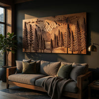 Layered Pine Forest Wall Art, Carved to Order in Solid Wood, view 5 — view 5