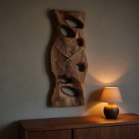 Solid Wood Clock Carved Wall Living Room, view 5