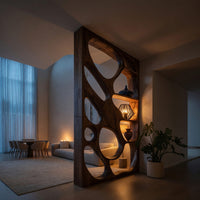 Solid Wood Room Divider Openwork With Display Shelves Living, view 5
