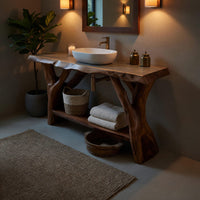 Solid Wood Live Edge Vanity Bathroom Clean Bathroom Layout, view 5