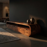 Hand-Shaped Waterfall Corners on a Walnut Media Console, view 5