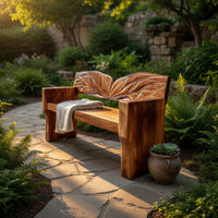 Solid Wood Outdoor Garden Bench Solid Entryway Natural Style Home, view 5