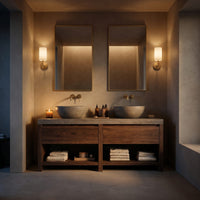Solid Wood Bathroom Vanity Luxury With Open Shelf Storage, view 5