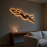 Rustic Wood Wall Light With Undulating Shape For Bedroom Decor, view 5