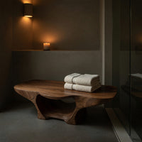 Solid Wood Teak Shower Bench With Curves Storage Space Bathroom, view 5