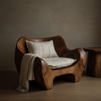 Solid Wood Chair Sculpted Armchair Living Room Lounge, view 5