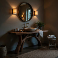 Solid Wood Live Edge Vanity Mid Century Handmade Sink Spa Bathroom, view 5