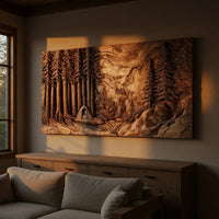 Redwood Camp and Mountain Carved Timber Wall Panel, view 5 — view 5