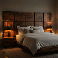 Solid Wood Headboard Minimal Grid Dark Contemporary Bedroom, view 5