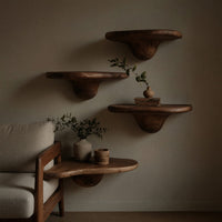 Solid Wood Mushroom Shelf Farmhouse Solid Living Room, view 5