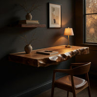 Riverform Wall Desk, Carved from a Single Wood Slab, view 5