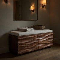 Solid Wood Entryway Storage Bench Wave Home, view 5