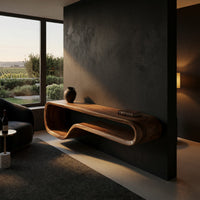 Ribbonline Floating TV Console in Sculpted Walnut, view 5