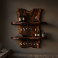Solid Wood Wine Rack Mid Century Decorative Holder Home Bar, view 5