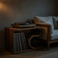 Solid Wood Record Player Stand Mid Century Vinyl Storage Music Studio, view 5