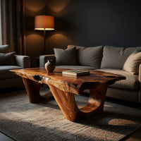Live Edge Coffee Table on Twin Pedestals, Made to Order, view 5