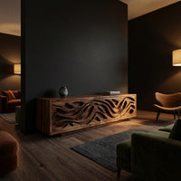 Tidepool Acacia Media Console with Deep Carved Relief, view 5