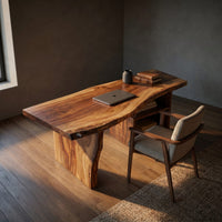 Solid Wood Vanity Desk With Storage Drawers, view 5