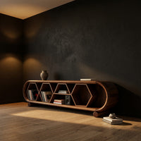 Honeycomb Walnut Media Console for Record Collections, view 5