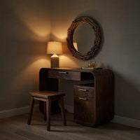 Solid Wood Dressing Table Sculptural Vanity Bedroom Area Makeup Space, view 5