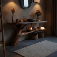 Solid Wood Live Edge Vanity Handcrafted Bathroom Sculptural Spa, view 5