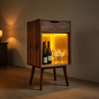 Solid Wood Bar Cabinet Wine With Warm Lighting Kitchen, view 5