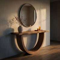 Artistic Wood Console Table For Gallery Interior, view 5